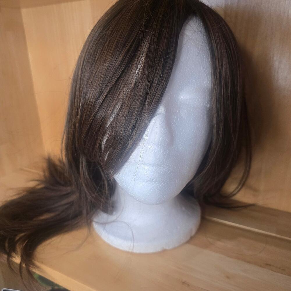 Synthetic long Brown Wig with Curtain Bangs - Picture 2 of 4
